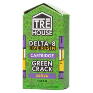 Green Crack Tre House Live Resin Delta 8 Cartridges 1G